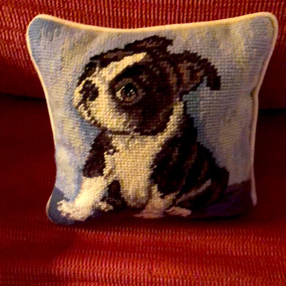 Needlepoint Boston Terrier Pillow